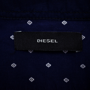 Y-5784★送料無料★美品★DIESEL ディーゼル★正規品 ロゴ刺繍 ネイビー紺色 デニム ドット 小紋柄 長袖 ウエスタン シャツ Mの画像4