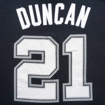 2000s adidas NBA SPURS スパーズ #21 DUNCAN ティム・ダンカン ナンバリングレタードプリントTシャツ M位 黒 バスケ USA アメリカ 古着_画像6