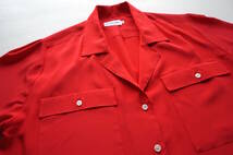 1980s ヴィンテージ JH Collectibles 50sルック オープンカラー シャツブラウス 12 L位 レッド 赤 無地 ボーリングシャツ調 USA 海外 古着_画像6