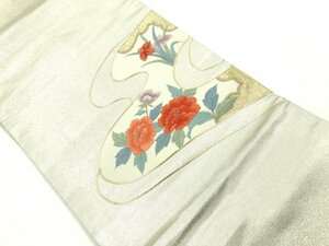 ys6538795; 牡丹・菖蒲模様刺繍名古屋帯【リサイクル】【着】