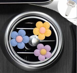 かわいい花3点 車用品 カー用品 アクセサリー 車内芳香剤 エアコンクリップ