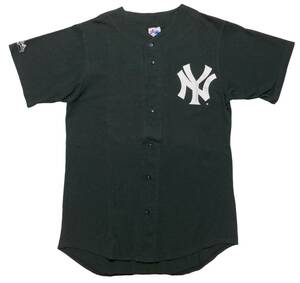 MLB ヤンキース Majestic コットン ベースボールシャツ 90s USA製 ビンテージ Yankees ユニフォーム