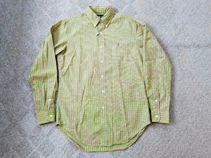 良い色 状態良好 PoloRalphLauren ポロラルフローレン チェック柄 長袖シャツ Sサイズ 作り大き目 M位 // 90s ~00s