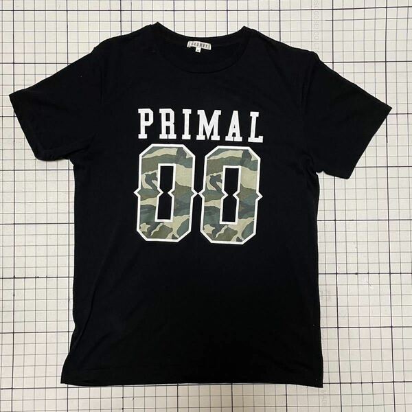 ブラウニー【BROWNY】半袖Tシャツ カットソー ナンバリング カモフラージュ 迷彩 PLIMAL Mサイズ ブラック×ホワイト×カーキ/黒白緑