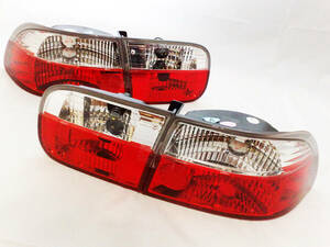  new goods left right set Honda Civic EG EJ1 sedan / coupe crystal tail lamp red clear 