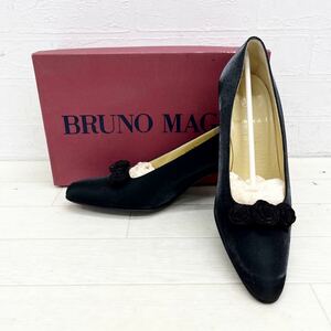 1030◎ ② イタリア製 BRUNO MAGLI ブルーノマリ 靴 シューズ パンプス ヒール ラウンドトゥ 薔薇 ブラック レディース34(21.0相当)
