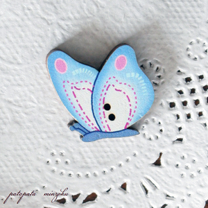 蝶々 フランス 製 木製ボタン アトリエ ボヌール ドゥ ジュール 雑貨 パタミン ボタン 刺繍 ハンドメイド 小物 楽器 蝶