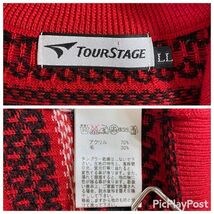 TOURSTAGE アクリルニット セーター LLサイズ ハーフジップ ハイネック ボーダー 雪柄 ツアーステージ ゴルフウェア ブリヂストン 匿名配送_画像10