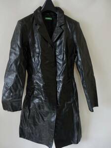 34.UNITED COLORS OF BENETTON Benetton 38 cow leather coat leather 