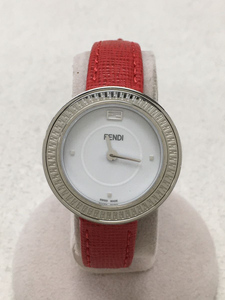 FENDI◆クォーツ腕時計/アナログ/レザー/WHT/RED