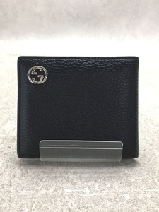 GUCCI◆2つ折り財布/レザー/BLK/無地/メンズ/610466・0416