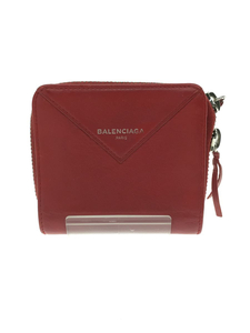 BALENCIAGA◆2つ折り財布/レザー/RED/無地/レディース/371662