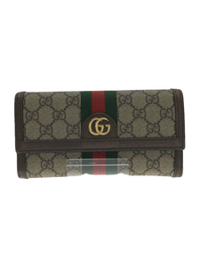 GUCCI◆長サイフ_オフィディア_GGスプリーム/-/BEG/総柄/レディース