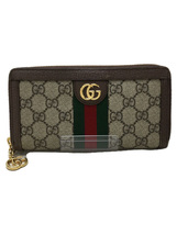 GUCCI◆長財布/レザー/BRW/総柄/レディース/523154・1147/オフディア_画像1