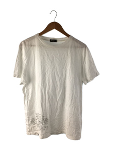 BERLUTI◆Tシャツ/L/コットン/WHT/総柄/カリグラフィ/シミ有