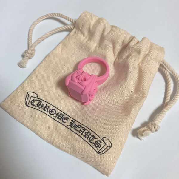 【新品・未使用】 クロムハーツ ラバー CHプラス カクテルリング ピンク M