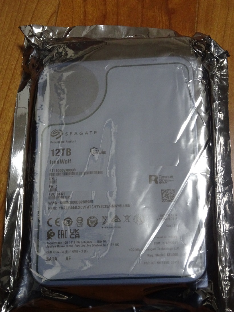 未使用品SEAGATE Iron Wolf ST12000VN0008 12TB SATA600 7200rpm 3.5