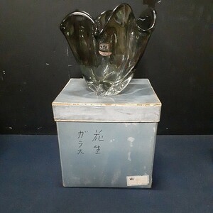 Art Glass アートグラス 花瓶 花器 フラワーベース 高さ約19cm 横約22cm 箱入り オブジェ インテリア