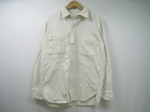 新品 定価3289円 UNIQLO ユニクロ コーデュロイワークシャツ 長袖 白 オフホワイト サイズL