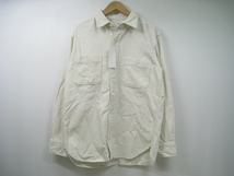 新品 定価3289円 UNIQLO ユニクロ コーデュロイワークシャツ 長袖 白 オフホワイト サイズL_画像1