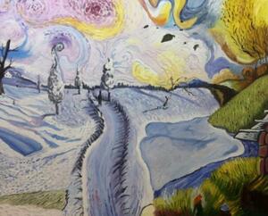 Art hand Auction ◆Moderne Kunst◆Handschrift☆Ölgemälde☆F20 Winterlandschaft Van Gogh/Kopie☆, Malerei, Ölgemälde, Abstraktes Gemälde