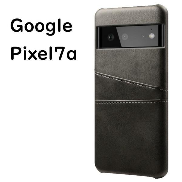 Google Pixel 7a ケース ブラック レザー カード収納ポケット