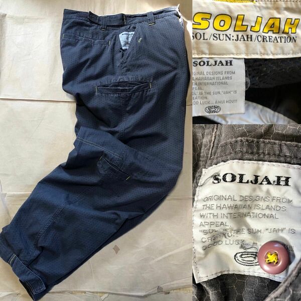 SOLJAH ワークパンツ M グレー ソルジャー 裏メッシュ カーゴパンツ 太め ワイド ズボン パンツ