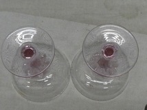 ●Leag？ ピンクガラス パフェグラス アイスカップ 2客 カクテルグラス ガラス工芸 捻じりステム スパイラルステム　気泡有●_画像9
