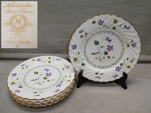 ●美品 Noritake ノリタケ バイオレットドリーム 金縁 26.5㎝ ディナープレート6枚セット 大皿 VIOLET DREAM Bone China●