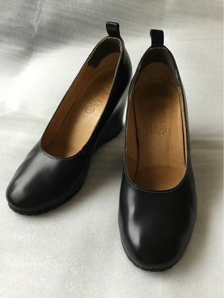 メゾン マルジェラ　Maison Martin Margiela MM6 黒ウエッジソールハイヒール9cm サイズ6 (23cm)