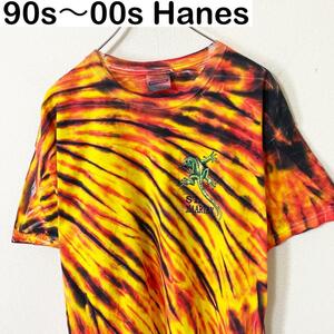 90s～00s Hanes ファイヤーパターン　Tシャツ　古着　ヴィンテージ　アメカジ　アニマル　ストリート