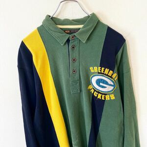 90s〜00s GREENBAY PACKERS ポロシャツ　古着　ストリート　パッカーズ　長袖ポロシャツ