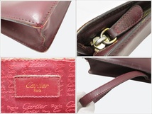 B23-1013　Cartier　カルティエ　マストライン　セカンドバッグ　クラッチバッグ　ハンドルストラップ付き　ボルドー　メンズ　中古_画像4