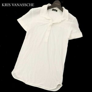 ベルギー製★ KRIS VAN ASSCHE クリスヴァンアッシュ アローズ 春夏 刺繍★ 半袖 鹿の子 ポロシャツ Sz.XS　メンズ 白　C3T04734_5#A