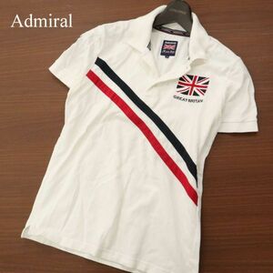 Admiral × Men's Bigi Admiral × men's Bigi spring summer Union Jack * embroidery short sleeves deer. . polo-shirt Sz.1 men's white C3T04713_5#A