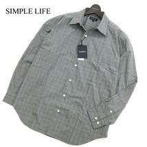 【新品 未使用】 ELEMENT SIMPLE LIFE シンプルライフ レナウン ウインドウペン★ 長袖 シャツ Sz.LL　メンズ 灰 大きい　C3T05228_6#C_画像1