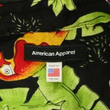 USA 米国製★ American Apparel アメリカンアパレル 春夏 【ボタニカル 総柄】 半袖 アロハシャツ Sz.L　メンズ アメアパ 黒　C3T05192_6#A_画像5