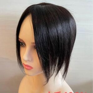★★★新品高品質 全人毛100% 9×14cm 広範囲カバー ストレート 自然黒 25cm★★★ ヘアピース 部分ウイッグ