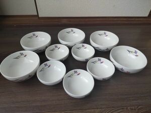 S-365 有田焼 吾山窯 小鉢 中鉢 10客 セット 花柄 陶器 未使用品 食器