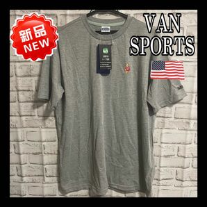 【今季新作】VANSPORTS ワンポイントクマ刺繍Tシャツ 希少色グレー 抗菌防臭テープ使用［24時間以内発送］