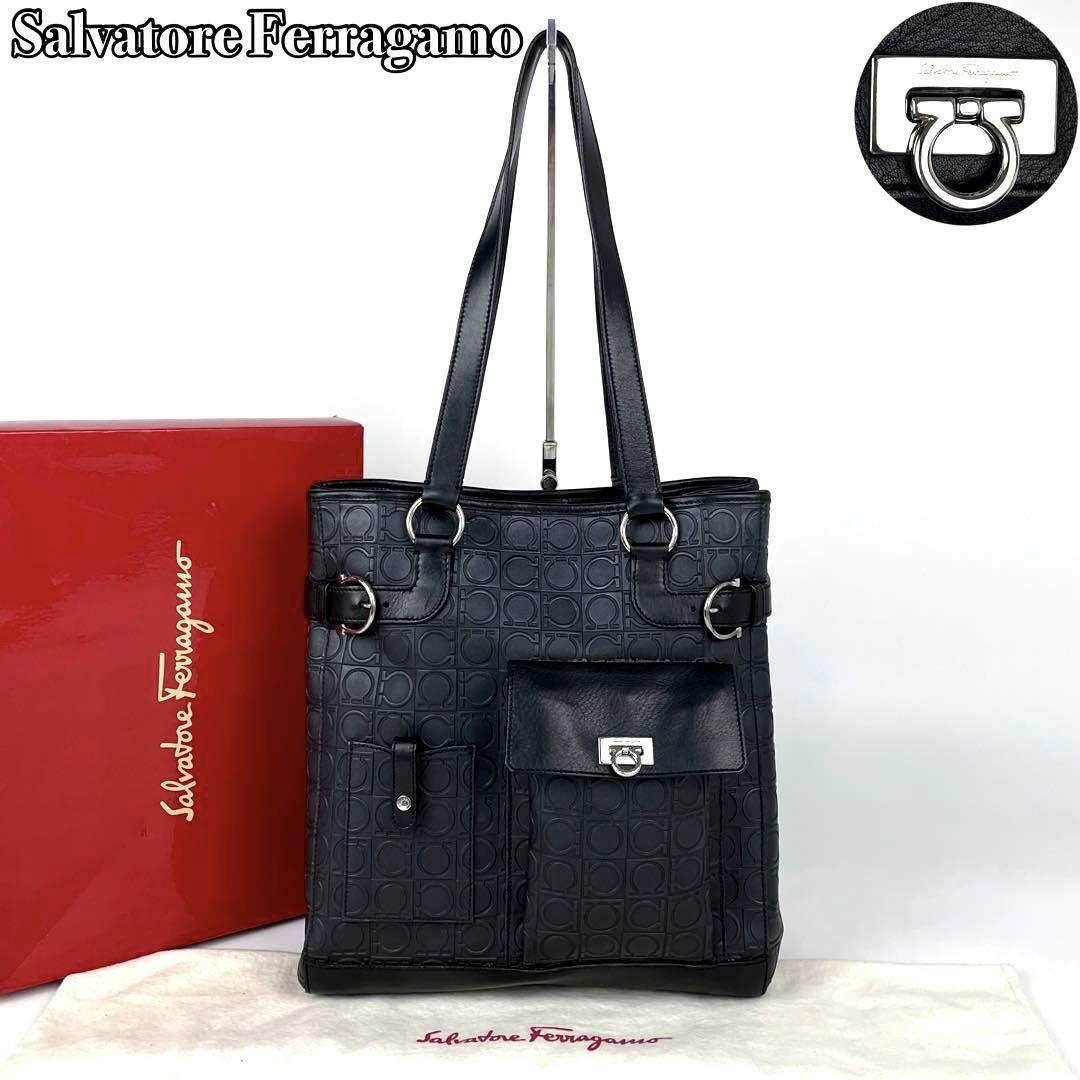 美品】Salvatore Ferragamo ガンチーニ トートバッグ レザー-