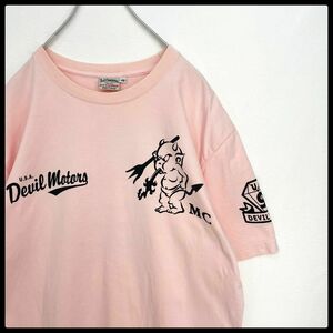【ビッグサイズ】テッドマン　両面プリント　アームロゴ　半袖Tシャツ　サイズ46　ピンク　TEDMAN
