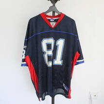 S857 2000年代製 REEBOK リーボック メッシュ ナンバリングTシャツ■00s 表記XLサイズ ネイビー ビッグサイズ ストリート NFL 古着卸 90s_画像1