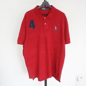 j510 2000年代製 ラルフローレン 刺繍プリントポロシャツ■00s 表記2XLサイズ ナンバー RED POLO アメカジ 古着 古着卸 激安 希少 検 90s