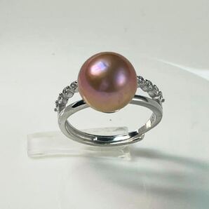 本真珠 天然パール 大粒紫珠 パールリング シルパー