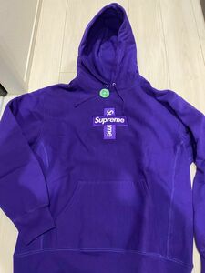 Supreme Cross Box Logo Hooded Sweatshirt Purple Lサイズ