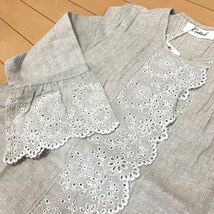 新品 ◆ コトリ Cottoli ◆ ナチュラル 綿麻 リネン混 チュニックワンピース ◆ スカラップレース メルヘン ガーリー_画像2