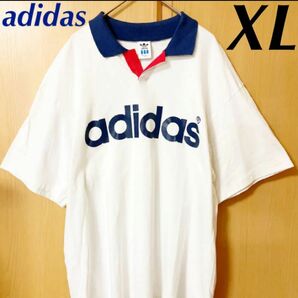 【希少】アディダス　adidas ポロシャツ　デサント製　古着80S 90S XL(LL)