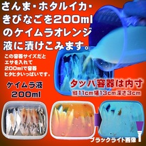 集魚剤 紫外線加工液 ケイムラパープルケイムラオレンジ190ml２色組 ケイムラ 液 オキアミ 冷凍イワシ エサ 海上釣堀 エサ 釣りエサ 釣り餌_画像5