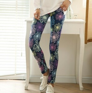  lady's leggings art . flower fire leggings pants 